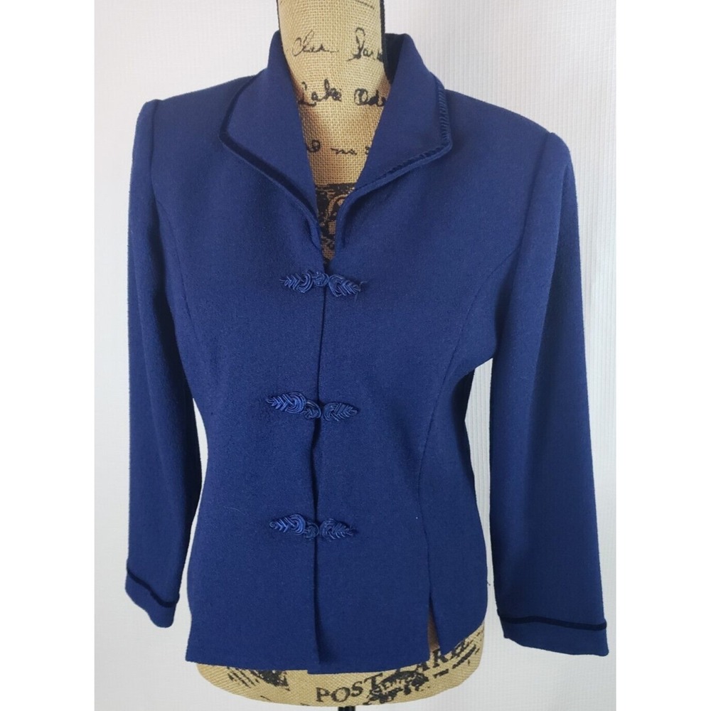 Jessica Howard Petites Womens Skirt Suit Blue Shoulder Pads Med -Large AA207 - Picture 9 of 9